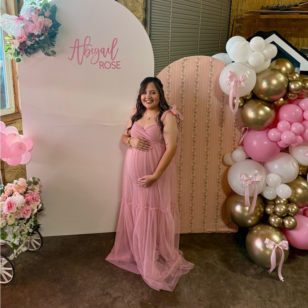 Elegant Pink Maternity Dress